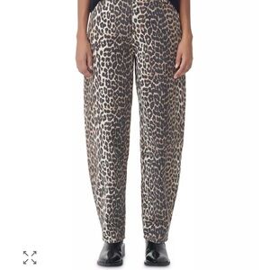 Ganni Leopard Stary Wide Leg Jeans